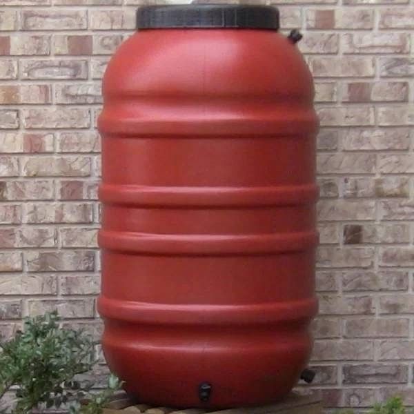 Terra Cotta Red HDPE Plastic 55-Gallon Rain Barrel with Spigot - Free Shipping