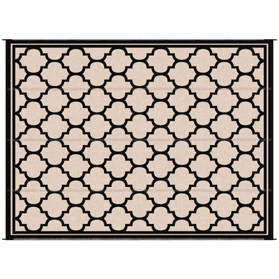 Outsunny Reversible 9'x12' RV Outdoor Rug - Durable Patio Mat in Black, Ideal for Backyard, Deck, Beach & Camping Adventures 