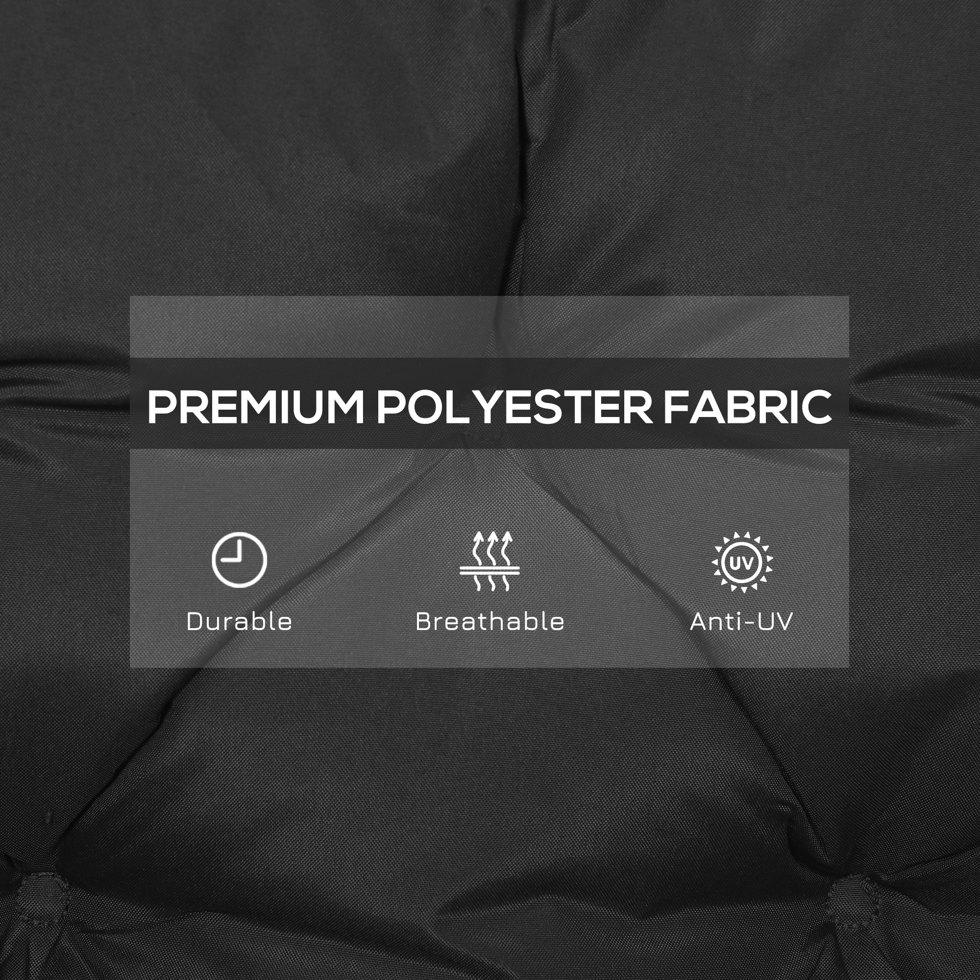 Outsunny Outdoor 2 Seater Bench Cushion 4.7 Inch Thick with Backrest Non Slip Patio Soft Pad Black 