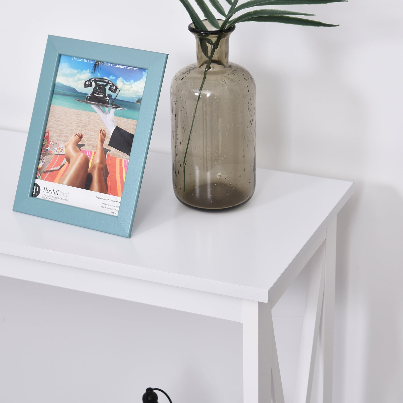 HOMCOM X-Design Console Table: Modern Sofa Side Table with Storage Shelf, Living Room/Entryway, White 