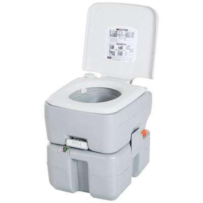 HOMCOM kleankin Portable Camping Toilet Flushable Travel Tank with Level Indicator Easy Clean 5.3 Gallon 20L 