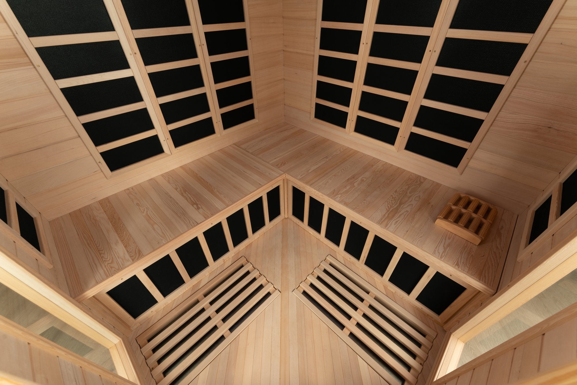 Blisspod, Vienna, Corner Spacious Far Infrared Sauna Canadian Hemlock Ultra Low EMF, 12 Heaters, 4-5 Persons 