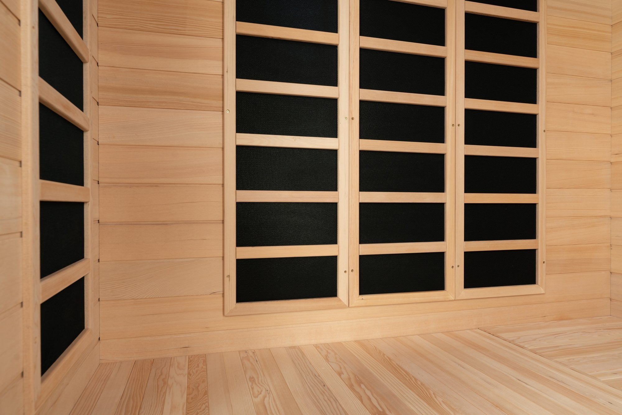 Blisspod, Vienna, Corner Spacious Far Infrared Sauna Canadian Hemlock Ultra Low EMF, 12 Heaters, 4-5 Persons 