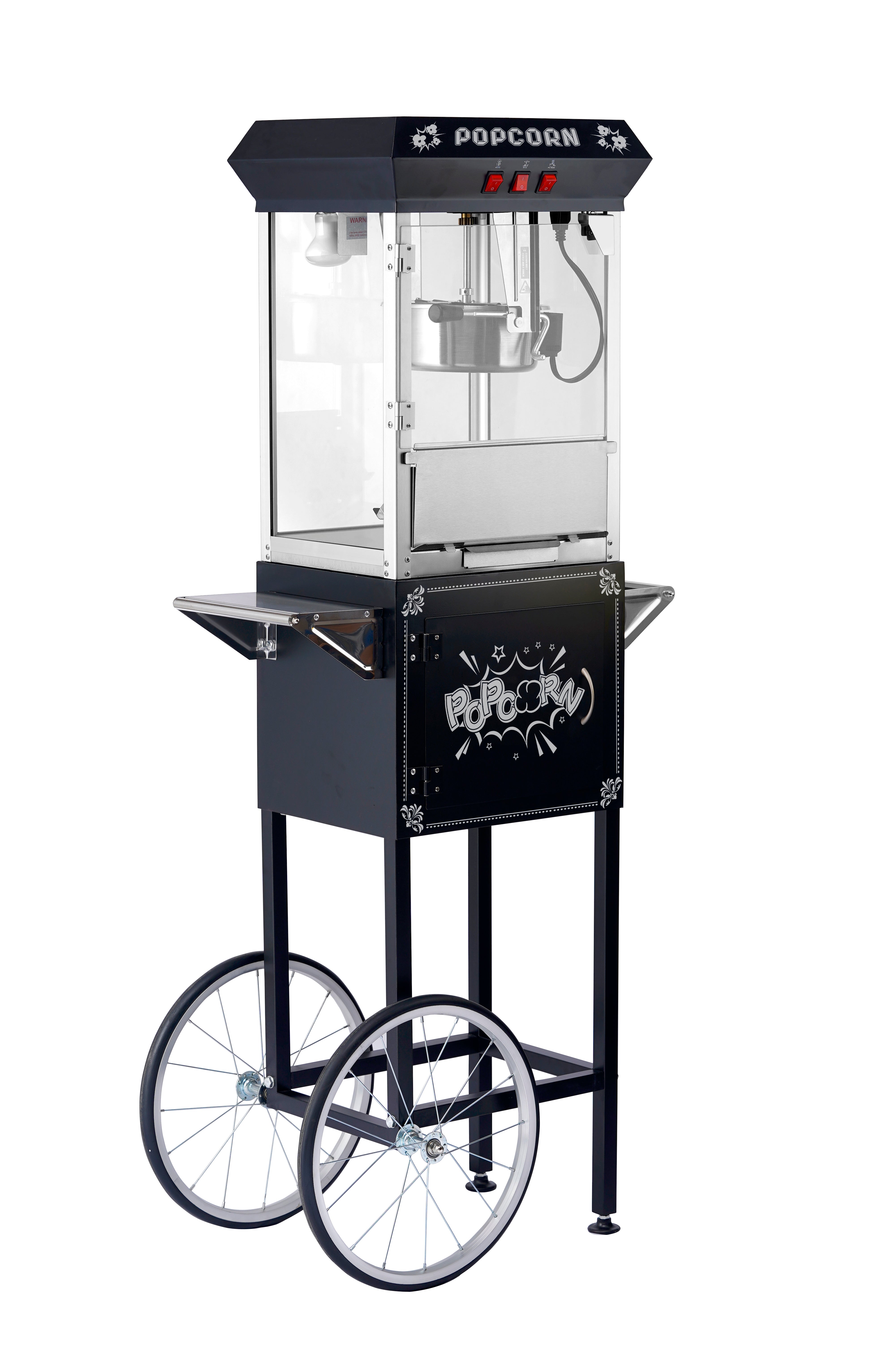 8oz Black Canadian Commercial Popcorn Machine with Stand 8oz 