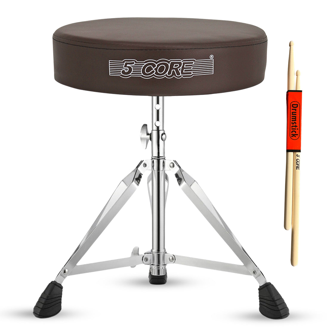 5Core Drum Throne Padded Adjustable Guitar Stool Drummer Seat for Adults & Kids BROWN