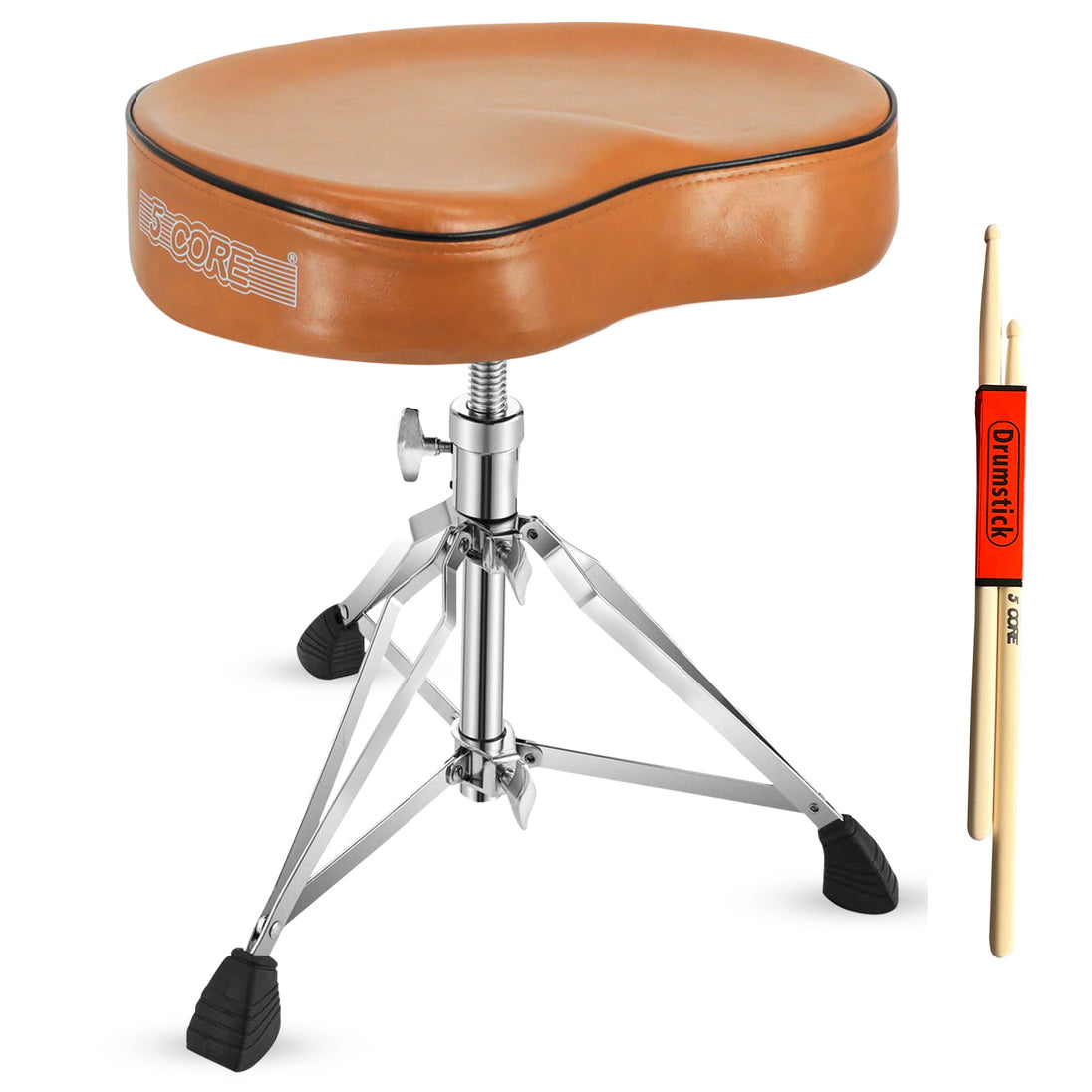 5Core Drum Throne Padded Guitar Stool Saddle Drummer Seat for Adults & Kids BROWN