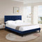 Bella Studio Clare Glam & Luxe Velvet Tufted Queen Bed | Channel Tufted Headboard, Navy