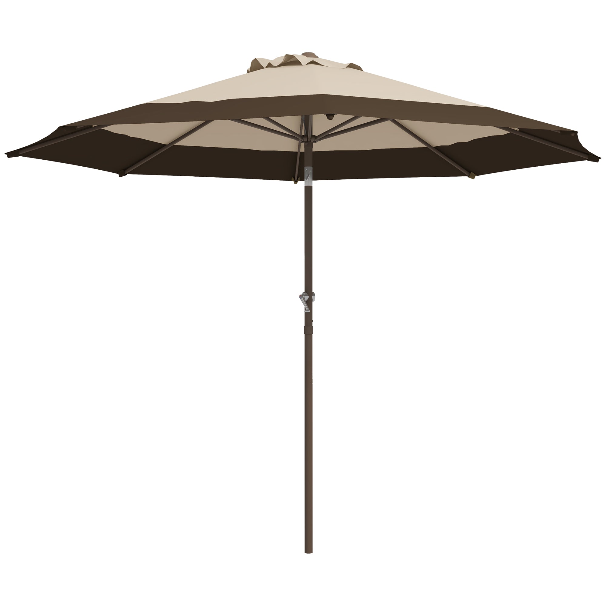 Outsunny Patio Market Umbrella: 9x9ft Outdoor Table Parasol with Tilt Crank Canopy, Deep Brown 