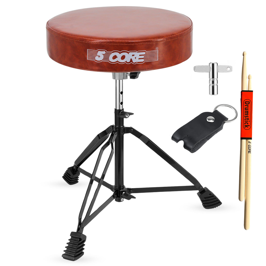 5Core Drum Throne Padded Guitar Stool Adjustable Drummer Seat for Adults & Kids CAMEL BROWN