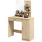 HOMCOM Dressing Table, Vanity Table with Mirror, Drawer and Storage Shelves for Bedroom, 35.4