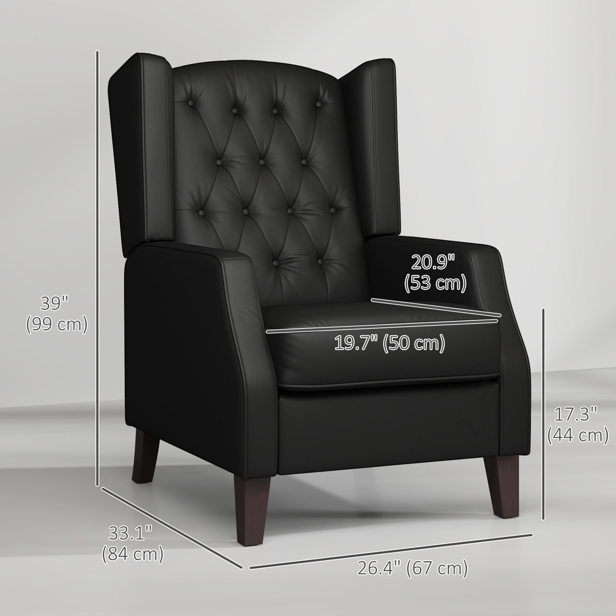 HOMCOM Faux Leather Armchair, Modern Accent Chair with Thick Padding for Living Room, Bedroom, Home Office, Black 