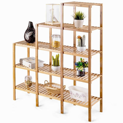 Bamboo Wood 5-Tier Versatile Bookcase Plant Stand Storage Rack - Free Shipping 