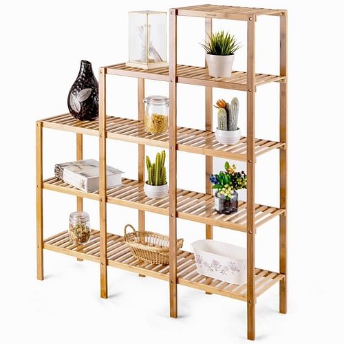 Bamboo Wood 5-Tier Versatile Bookcase Plant Stand Storage Rack - Free Shipping