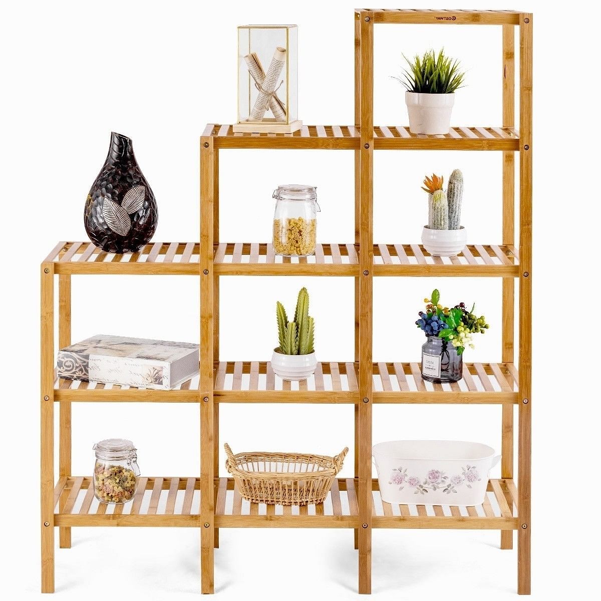 Bamboo Wood 5-Tier Versatile Bookcase Plant Stand Storage Rack - Free Shipping