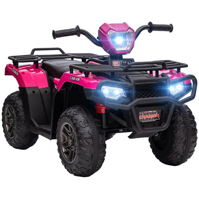 Aosom Kids ATV: 12V, 4 Wheeler Quad, Battery Powered, Music, LED Lights, Treaded Tires, 3-5 Years, Pink 