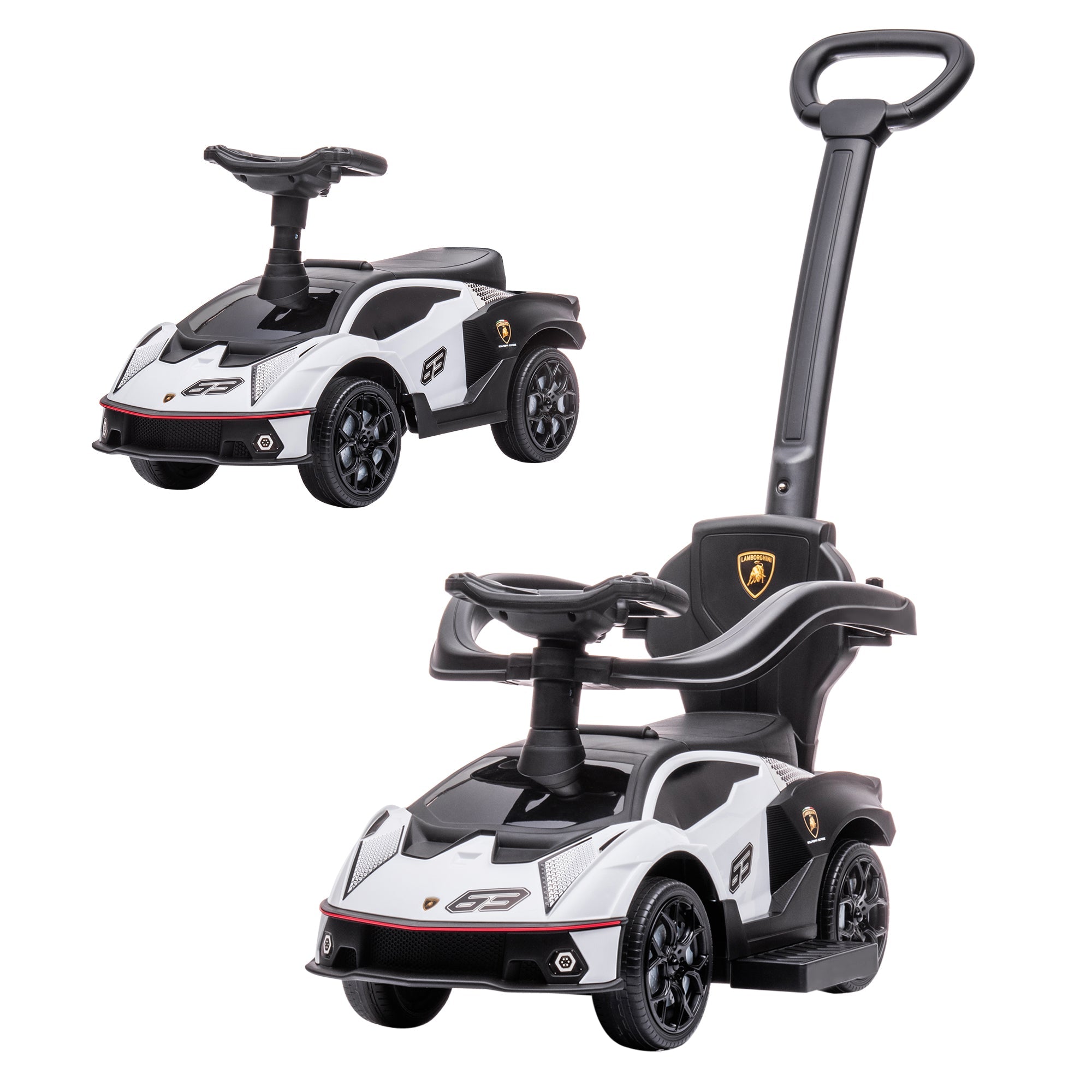 Aosom Essenza SCV12 Toddler's Delight: Licensed 2-in-1 Ride-On Push Car with Horn, Engine Sound, Steering Wheel 