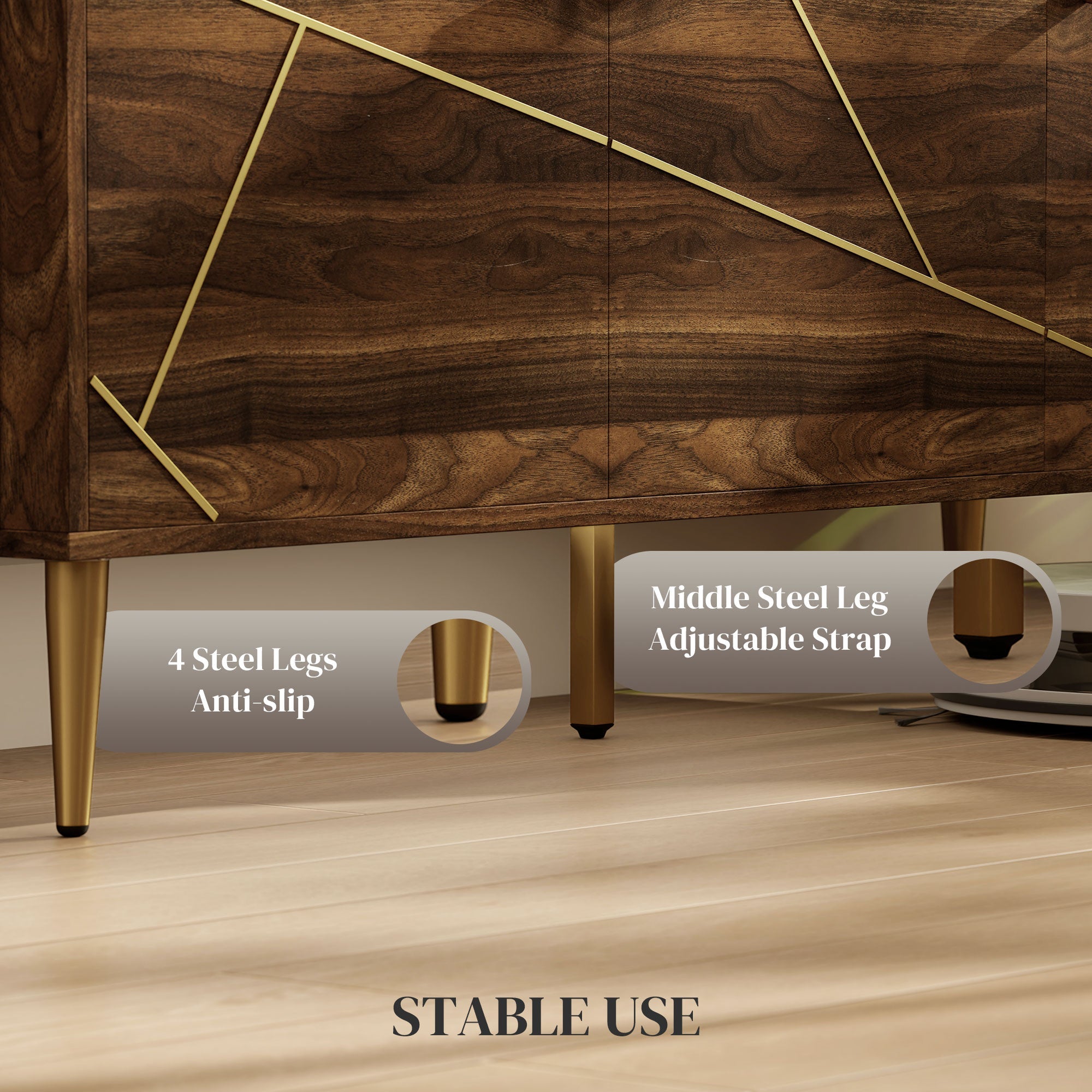 HOMCOM Modern TV Stand for up to 60" TV, TV Cabinet with Adjustable Shelves, Cable Management for Living Room, Rustic Brown 