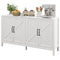 HOMCOM Sideboard Buffet TV Stand Storage Cabinet Barn Door Adjustable Shelf TVs up to 65 Inches White