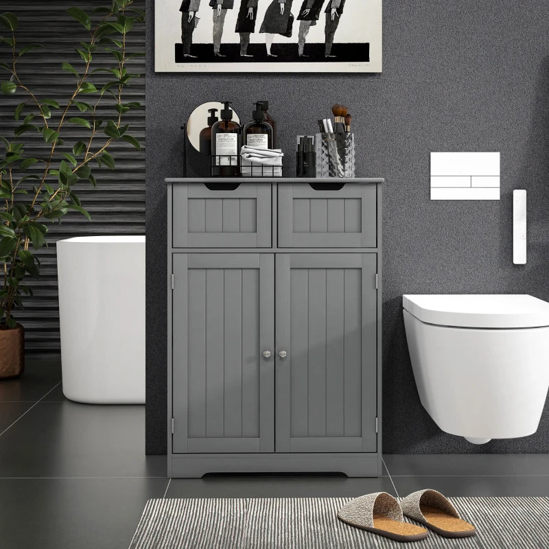 Bathroom Cabinet, Bathroom Storage Cabinet with 2 Drawers, Adjustable Shelf for Living Room, Entryway, Grey