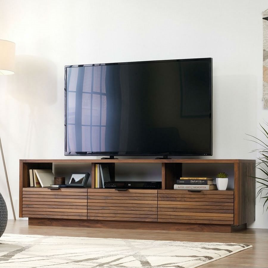 Modern Walnut Finish TV Stand Entertainment Center - Fits up to 70-inch TV - Free Shipping