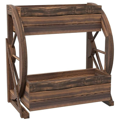Farmhouse Wooden Wagon Wheel Fir Wood 2 Planter Garden - Free Shipping 