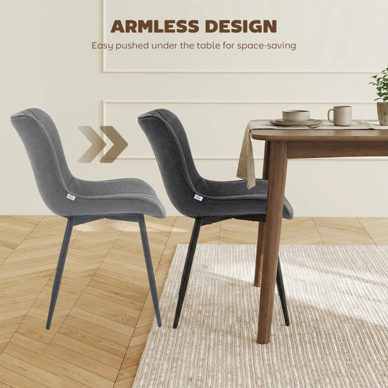 Dining Chairs Set of 4, PU Leather Upholstered Kitchen Chairs with Backrest and Steel Legs, Black