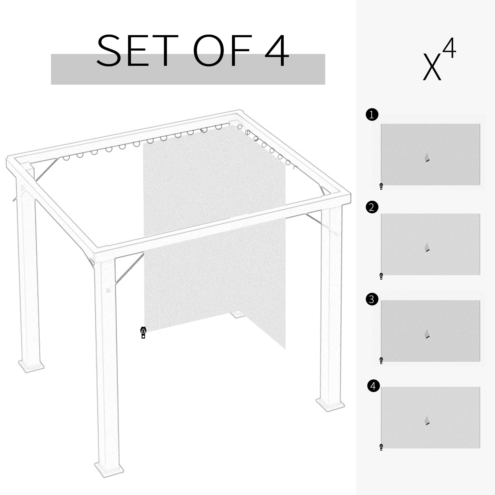 Outsunny 10' x 12' Gazebo Curtain Universal Gazebo Sidewall Set with 4 Panels, Hooks/C-Rings Included, Beige 