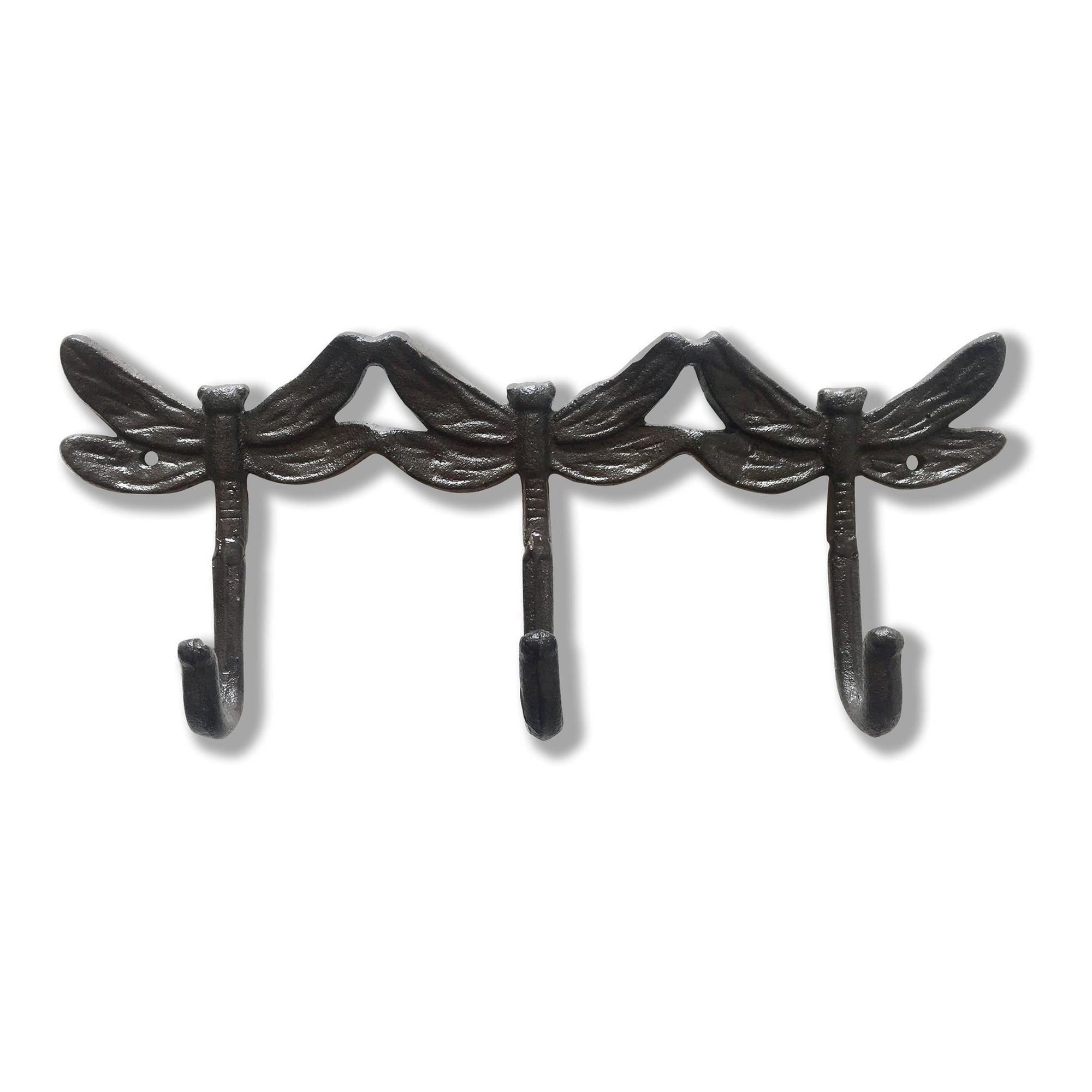 Dragonfly Hook Rack, Cast Iron, Brown 