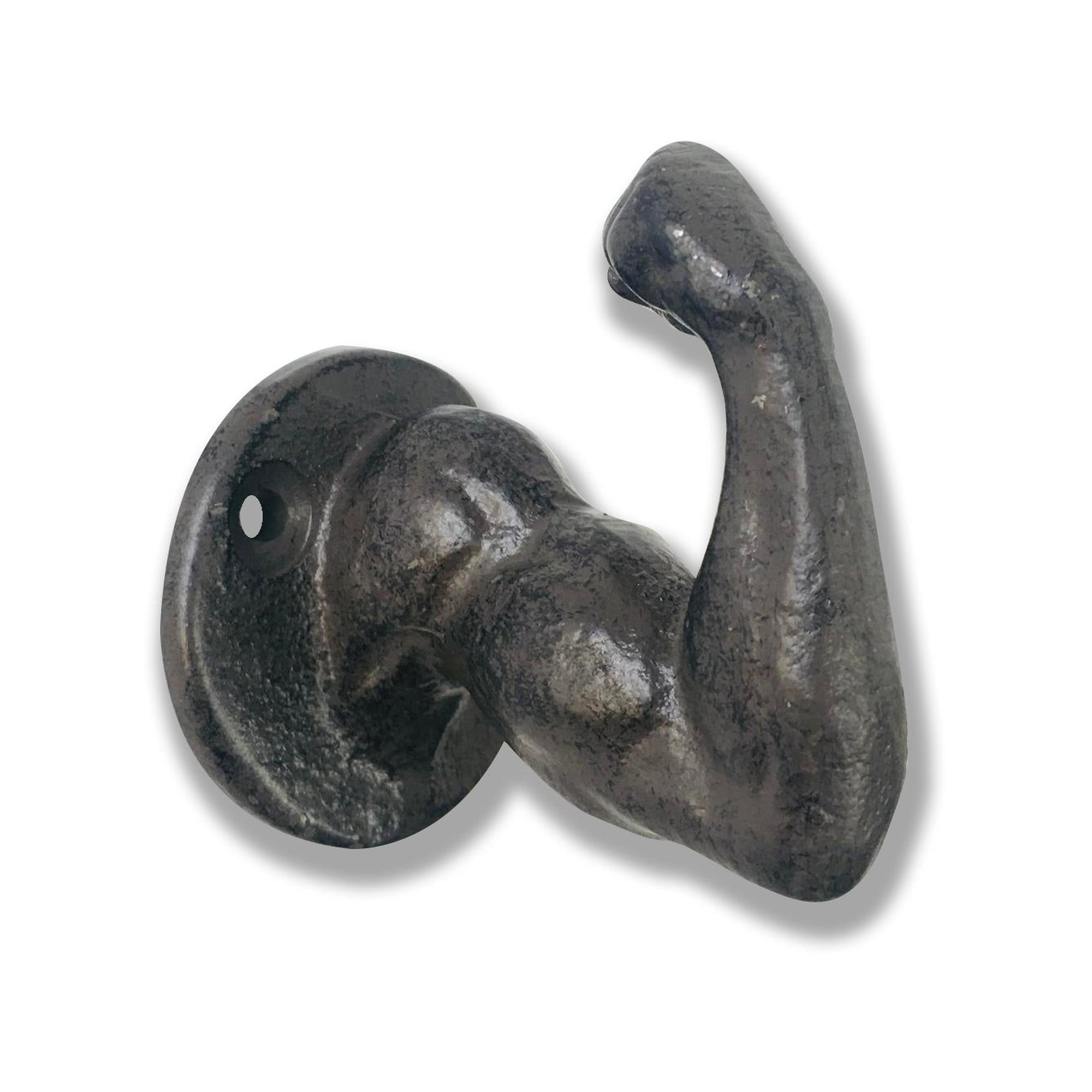 Muscle Arm Hook, Cast Iron, Brown 