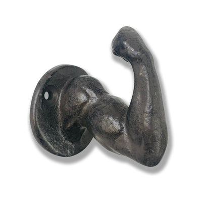 Muscle Arm Hook, Cast Iron, Brown 