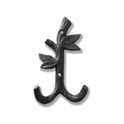Twig Double Hook, Cast Iron, Brown 