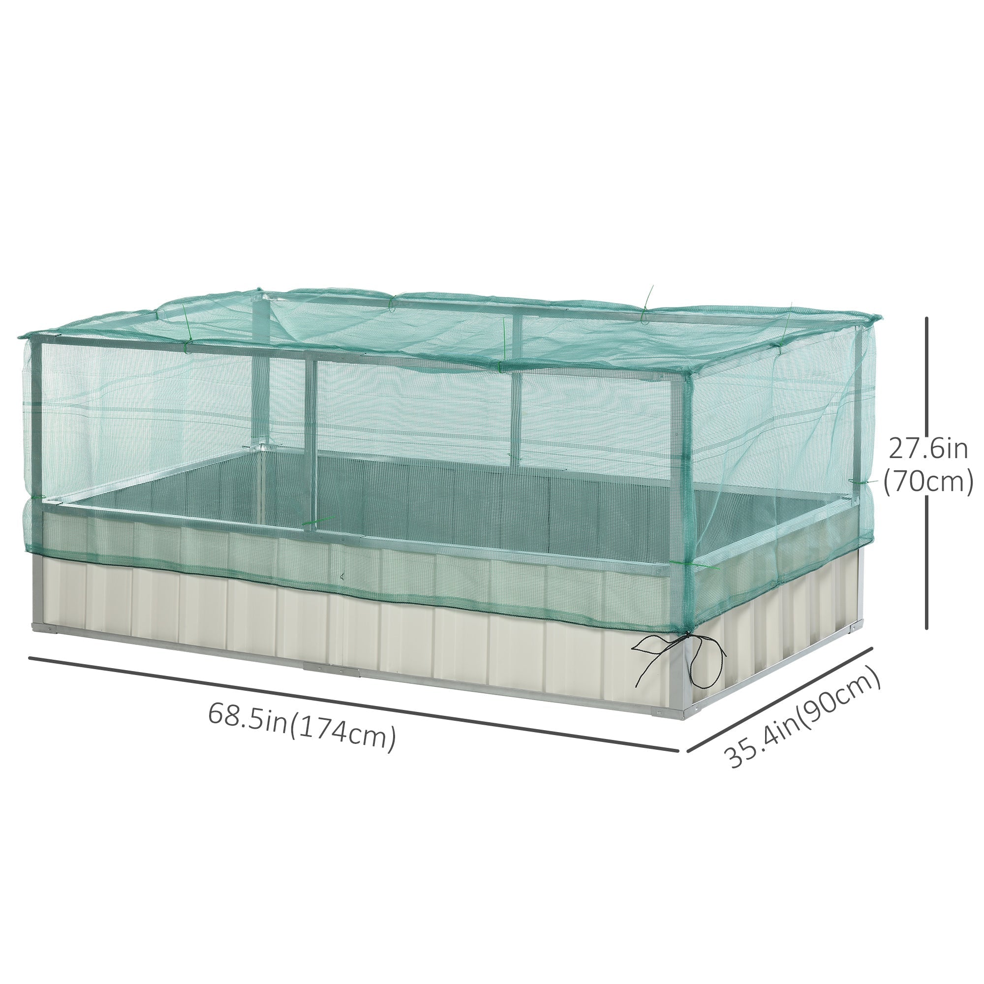 Outsunny Raised Garden Bed, Steel Planter Box Outdoor with Cover, Gloves for Growing Vegetables, Flowers, Herbs, Green 