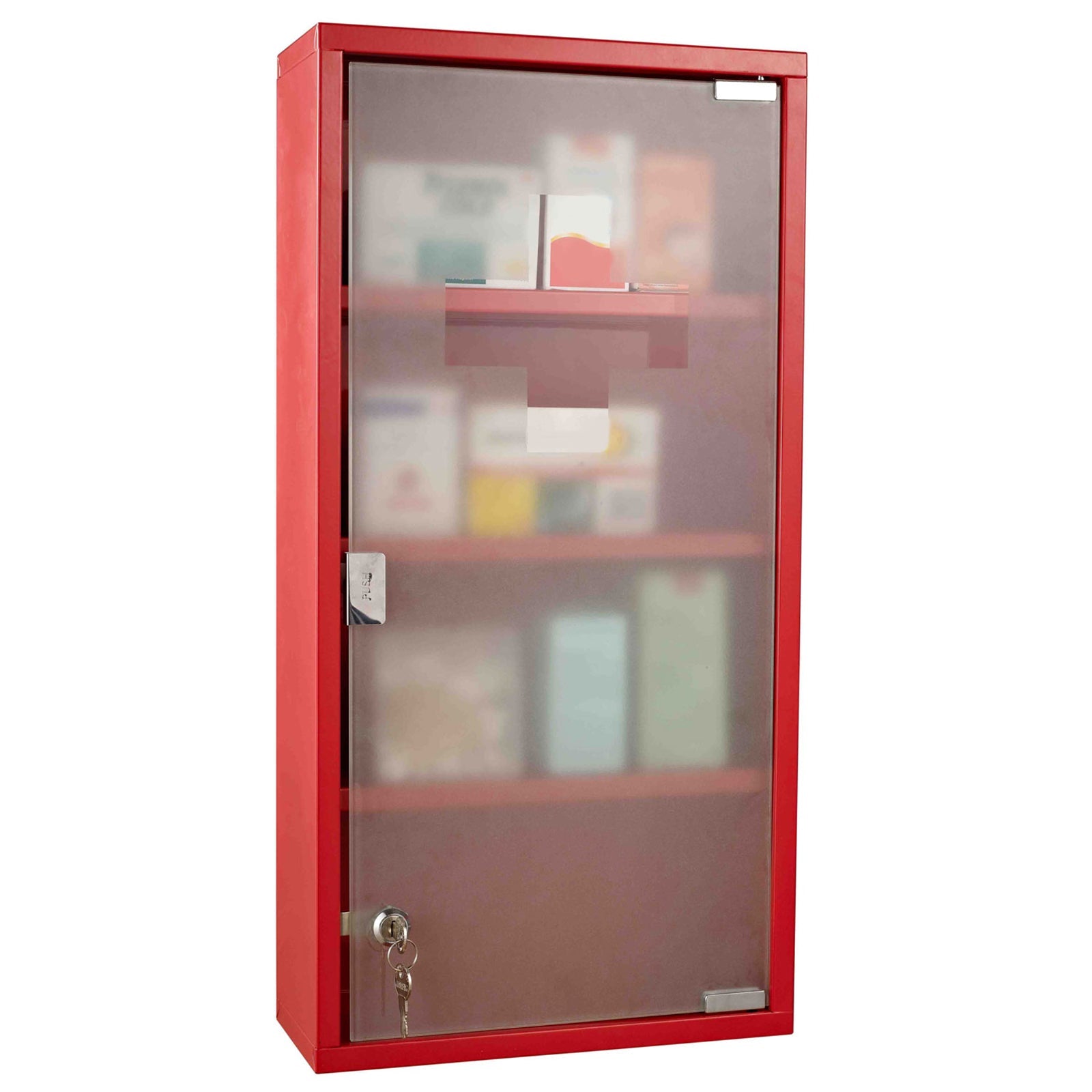 HOMCOM Wall Mount Medicine Cabinet Bathroom 4 Tier Shelves Steel Frame Glass Door Lockable 2 Keys 