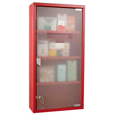 HOMCOM Wall Mount Medicine Cabinet Bathroom 4 Tier Shelves Steel Frame Glass Door Lockable 2 Keys 
