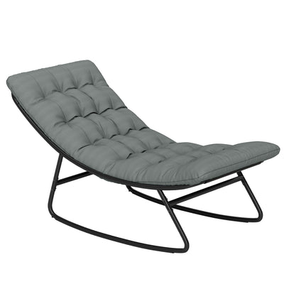 Outsunny Outdoor Patio Rocking Chair with Cushion, Steel Frame Balcony Chair with Mesh Deep Seat for Porch, Garden, Grey 