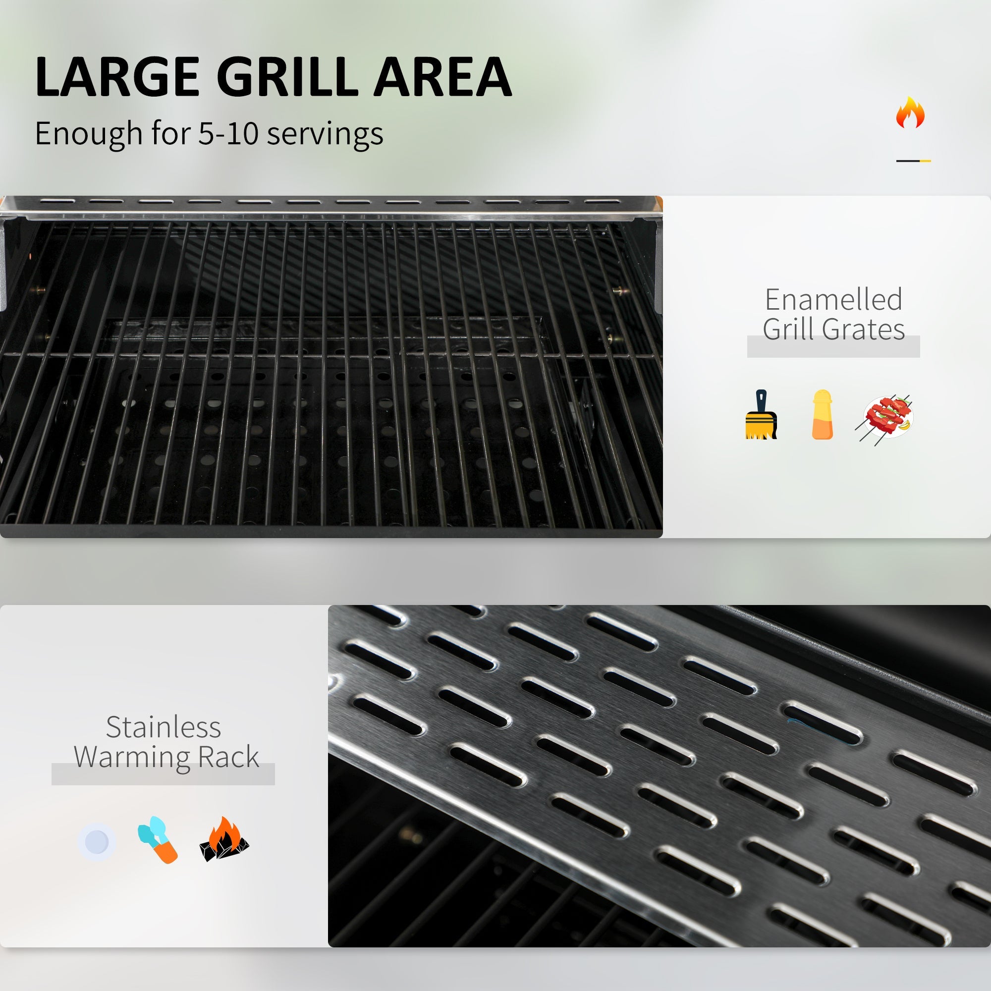 Outsunny Charcoal BBQ Grill Smoker, Adjustable Charcoal Pan, Galvanised Steel, Barbecue Trolley with Storage, Outdoor Cooking 