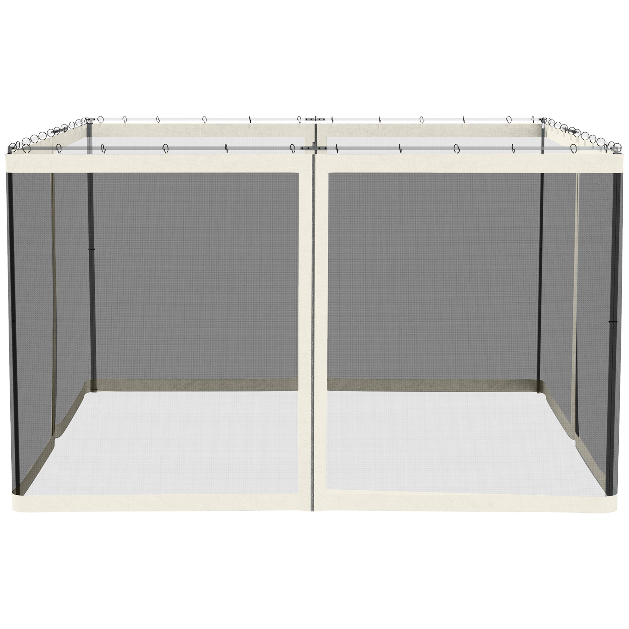 Outsunny Replacement Mosquito Netting for Gazebo 10' x 12' Black Screen Walls for Canopy with Zippers, White 