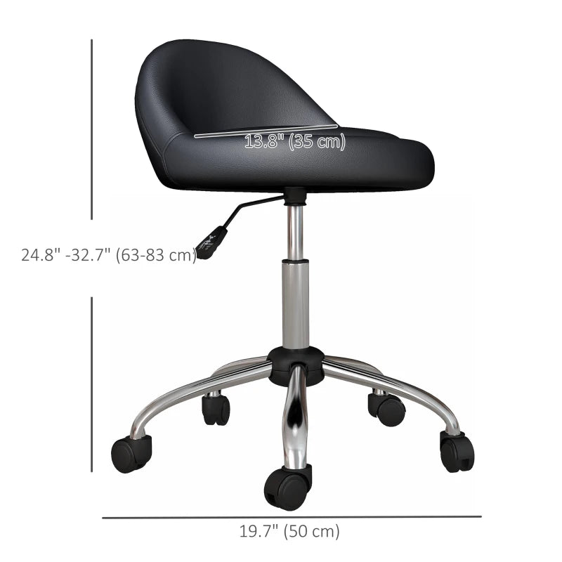 Salon Stool, Adjustable Rolling Stool, Black