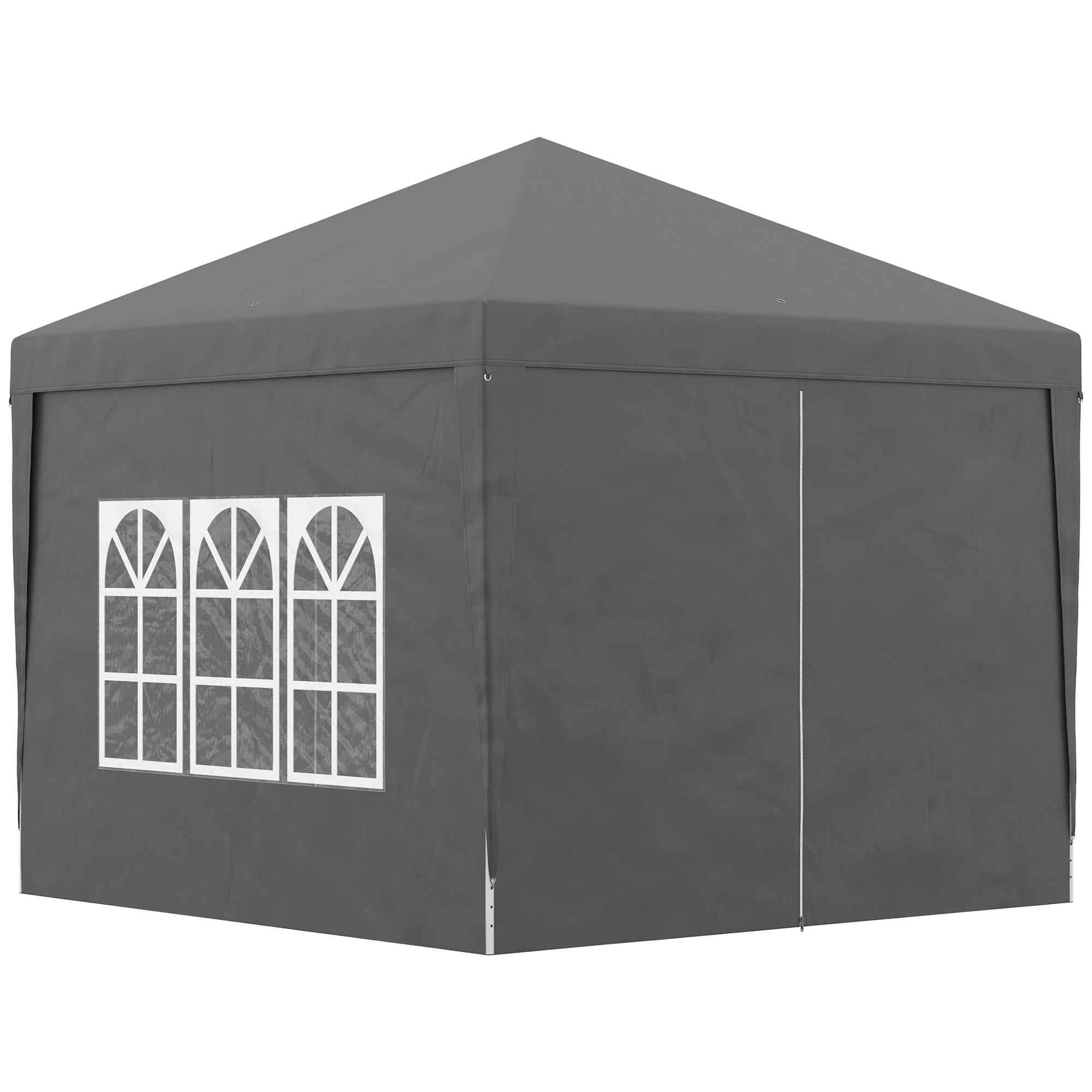Outsunny 10'x10' Outdoor Pop Up Party Tent Wedding Gazebo Canopy with Carrying Bag (Dark Grey) 