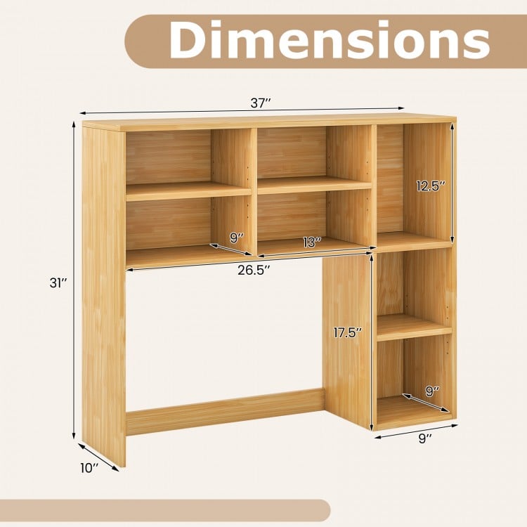 Desktop Bookshelf with 7 Open Cubbies and 3 Adjustable Shelves-Yellow