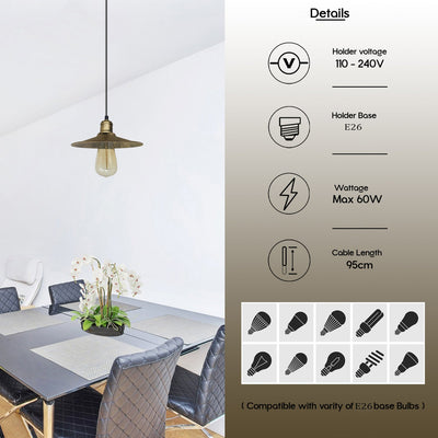 Modern Metal Flat Brushed Brass Pendant Lighting~ 1567 