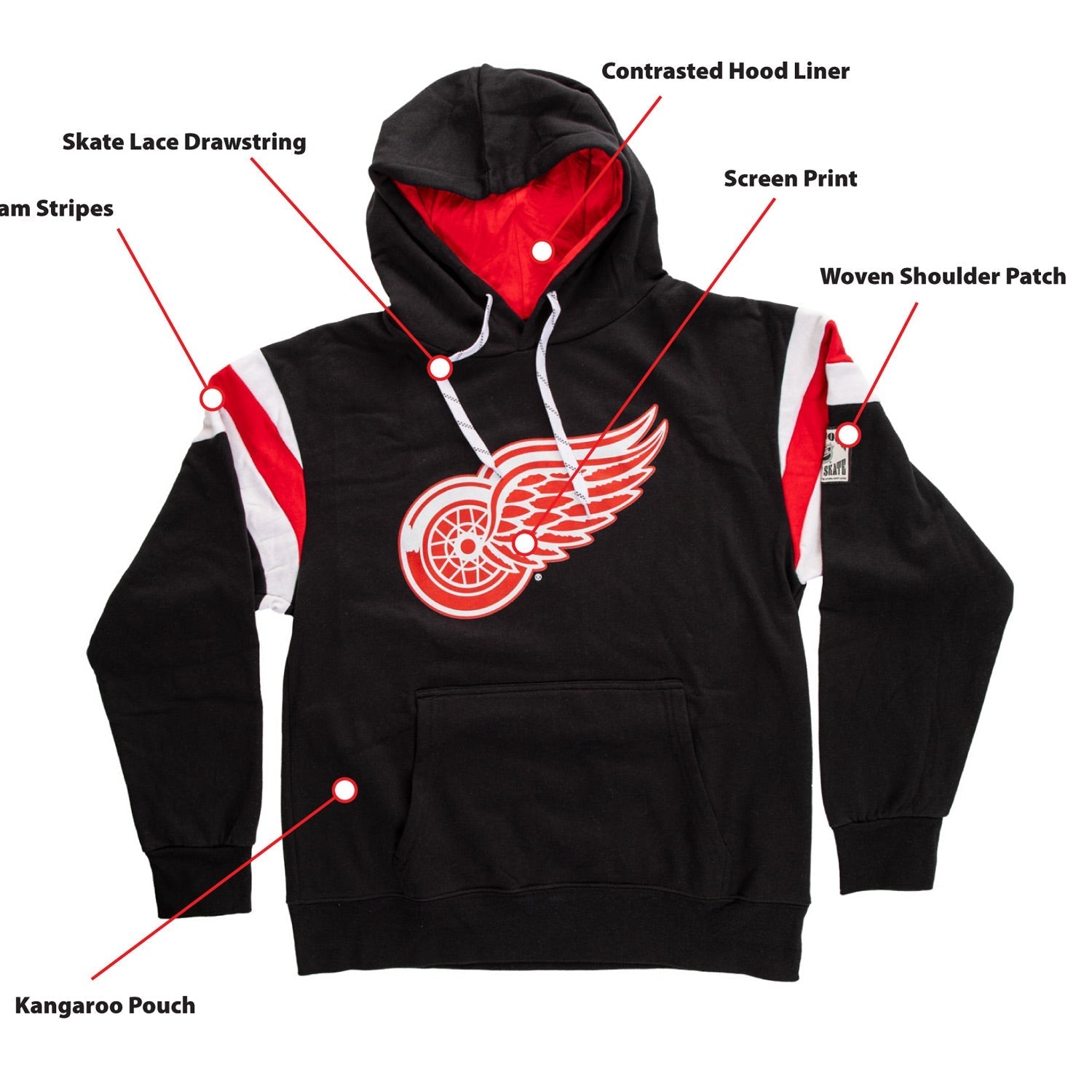 Detroit Red Wings Varsity Retro Style Hoodie 