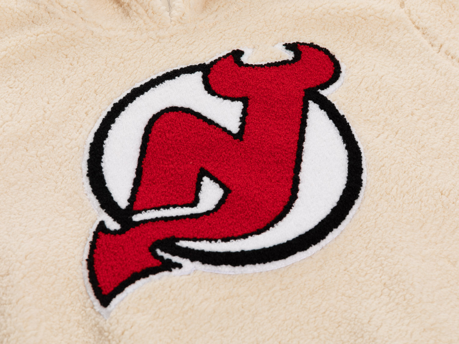 New Jersey Devils Ladies Sherpa Hoodie with Premium Chenille Logo 