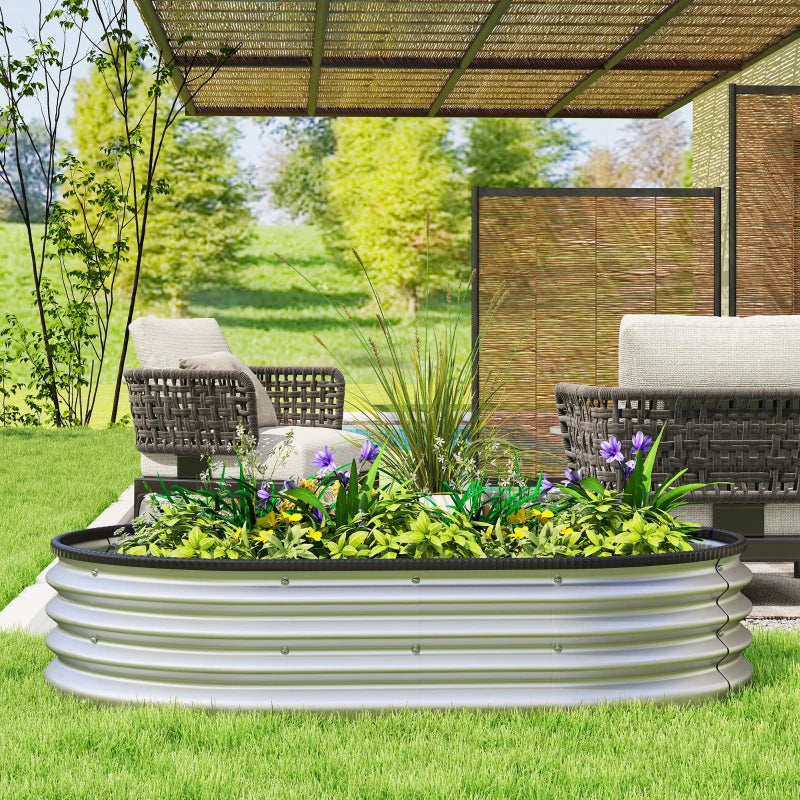 Galvanized Raised Garden Bed, 5 x 3 x 1 ft Modular Metal Garden Beds with Rubber Strip Edging, Silver