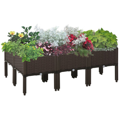 Outsunny 6-piece Raised Garden Bed PP Stackable Flower Vegetable Herb Grow Box Plant Stand 