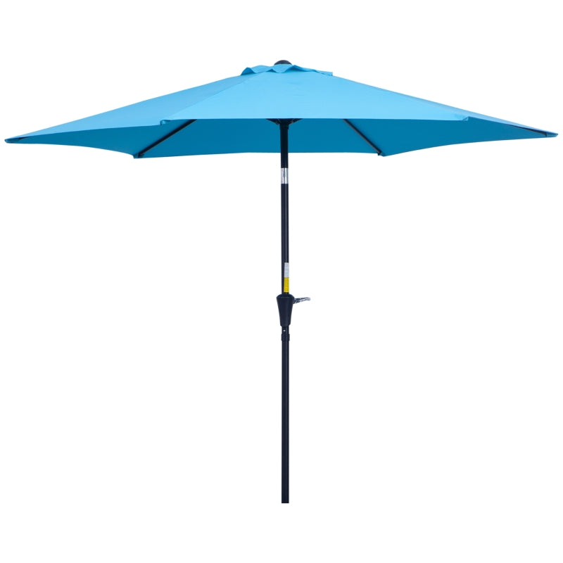 8.5' Round Aluminum Patio Umbrella Garden Parasol Market Sunshade Tilt Canopy w/ 6 Ribs, Crank Handle, Blue