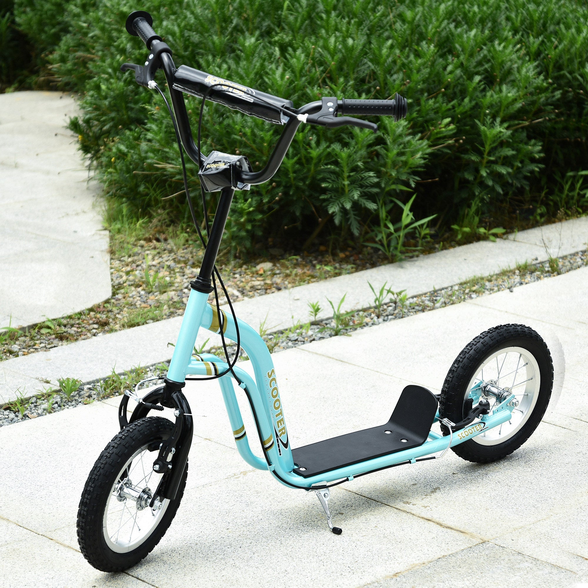 Aosom Youth Scooter Street Scooter for Teens w/ 12'' Inflatable Front Wheel Dual Brakes for 5+ Year Old Kids 