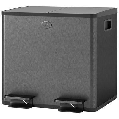 HOMCOM Dual Garbage Bin, Soft-Close Trash Can with Foot Pedal, 2 x 15 Liter Garbage Can with Removable Inner Buckets, Black 