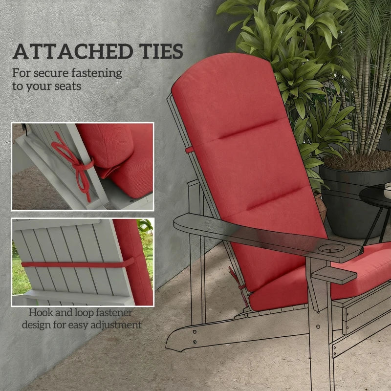 Patio Chair Cushion for Adirondack Chairs Replacement Cushion with Back and Ties, Wine Red