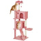 63 Inch Cat Tree with Sisal Scratching Posts, Condos, Plush Perches, Hammock, Ladder, Dangling Balls, Pink